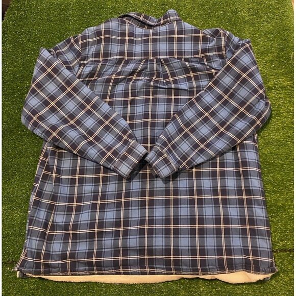 LL Bean shacket large mens outdoors blue light weight button up plaid - Picture 9 of 10